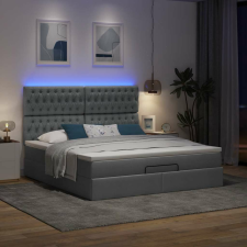 vidaXL Ottomán ágykeret matraccal sötét szürke 160x200cm szövet ágy és ágykellék