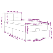 vidaXL Ottomán ágykeret matraccal sötét szürke 90x190cm szövet ágy és ágykellék