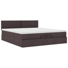 vidaXL Ottomán ágykeret matraccal sötétbarna 200x200 cm szövet (3311404) ágy és ágykellék