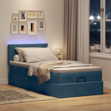 vidaXL Ottomán ágykeret matraccal Sötétkék 100x200cm bársony ágy és ágykellék