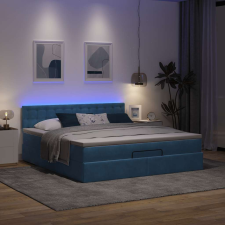 vidaXL Ottomán ágykeret matraccal sötétkék 180x200cm bársony ágy és ágykellék