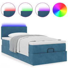 vidaXL Ottomán ágykeret matraccal sötétkék 80x200cm bársony (3312516) ágy és ágykellék