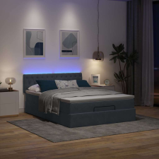 vidaXL Ottomán ágykeret matraccal sötétszürke 140x200cm bársony ágy és ágykellék