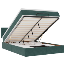 vidaXL Ottomán ágykeret matraccal sötétzöld 140x190cm bársony (3311702) ágy és ágykellék