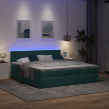 vidaXL Ottomán ágykeret matraccal sötétzöld 180x200cm bársony ágy és ágykellék
