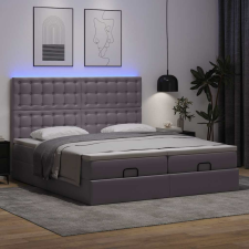 vidaXL Ottomán ágykeret matraccal Szürke 200x200cm műbőrrel ágy és ágykellék