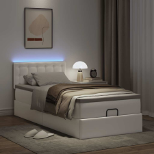 vidaXL Ottomán ágykeret matraccal tiszta fehér 90x190cm műbőrrel ágy és ágykellék