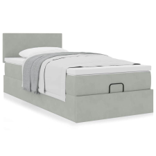 vidaXL Ottomán ágykeret matraccal világosszürke 90x200cm bársony ágy és ágykellék