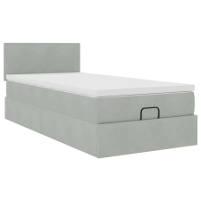 vidaXL Ottomán ágykeret matraccal világosszürke 90x200cm bársony (3311675) ágy és ágykellék