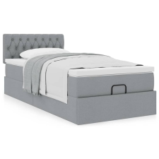 vidaXL Ottomán ágykeret matraccal világosszürke 90x200cm szövet ágy és ágykellék