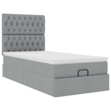 vidaXL Ottomán ágykeret matraccal világosszürke 90x200cm szövet (3313209) ágy és ágykellék