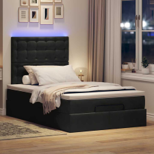 vidaXL Ottomán ágykeret matracokkal fekete 120x200cm bársony ágy és ágykellék