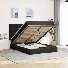 vidaXL Ottomán ágykeret matracokkal fekete 140x200cm bársony ágy és ágykellék