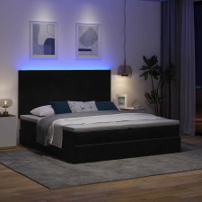 vidaXL Ottomán ágykeret matracokkal fekete 160x200cm bársony ágy és ágykellék