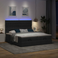 vidaXL Ottomán ágykeret matracokkal Fekete 180x200cm szövet ágy és ágykellék