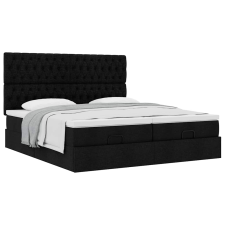 vidaXL Ottomán ágykeret matracokkal Fekete 180x200cm szövet (3313715) ágy és ágykellék