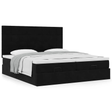 vidaXL Ottomán ágykeret matracokkal Fekete 200x200cm bársony ágy és ágykellék