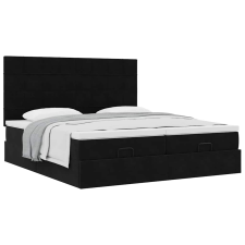 vidaXL Ottomán ágykeret matracokkal Fekete 200x200cm bársony (3313780) ágy és ágykellék