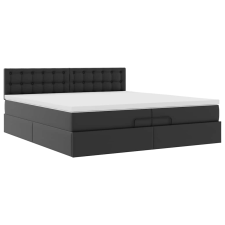 vidaXL Ottomán ágykeret matracokkal Fekete 200x200cm műbőr (3311323) ágy és ágykellék