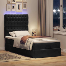 vidaXL Ottomán ágykeret matracokkal fekete 90x190cm bársony ágy és ágykellék