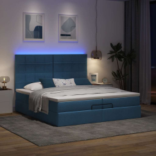 vidaXL Ottomán ágykeret matracokkal kék 200x200cm szövet ágy és ágykellék