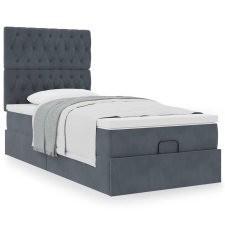 vidaXL Ottomán ágykeret matracokkal sötét szürke 100x200cm bársony ágy és ágykellék