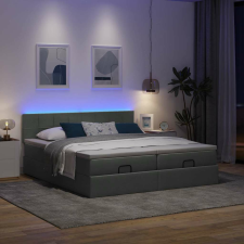 vidaXL Ottomán ágykeret matracokkal Sötét szürke 200x200cm szövet ágy és ágykellék