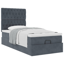 vidaXL Ottomán ágykeret matracokkal sötét szürke 90x200cm bársony (3313518) ágy és ágykellék