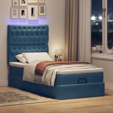 vidaXL Ottomán ágykeret matracokkal sötétkék 100x200cm bársony ágy és ágykellék