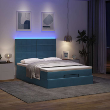 vidaXL Ottomán ágykeret matracokkal sötétkék 140x190cm bársony ágy és ágykellék