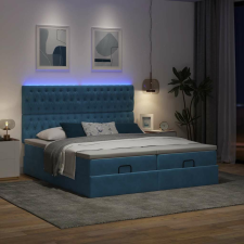 vidaXL Ottomán ágykeret matracokkal sötétkék 180x200cm bársony ágy és ágykellék