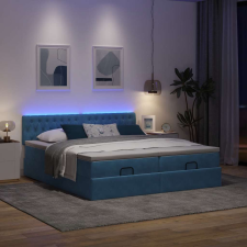 vidaXL Ottomán ágykeret matracokkal Sötétkék 200x200cm bársony ágy és ágykellék