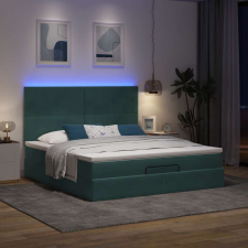 vidaXL Ottomán ágykeret matracokkal sötétzöld 160x200cm bársony ágy és ágykellék