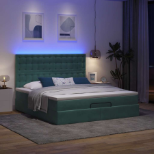 vidaXL Ottomán ágykeret matracokkal sötétzöld 180x200cm bársony ágy és ágykellék