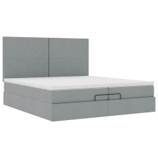 vidaXL Ottomán ágykeret matracokkal Világosszürke 200x200cm szövet (3313099) ágy és ágykellék