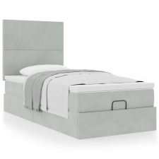 vidaXL Ottomán ágykeret matracokkal világosszürke 90x200cm bársony ágy és ágykellék