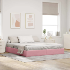 vidaXL Ottomán Ágykeret tárolóval Rózsaszín 180 x 200 cm Bársony ágy és ágykellék