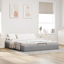vidaXL Ottomán világosszürke szövet ágykeret matrac nélkül 180 x 200cm ágy és ágykellék