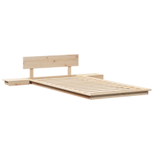vidaXL Padlói ágykeret éjjeli asztalakkal 90x190cm Tömör fából (872422) ágy és ágykellék