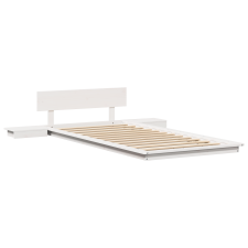vidaXL Padlói ágykeret éjjeliszekrényekkel fehér 80x200cm tömör fa (872420) ágy és ágykellék