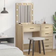 vidaXL pipereasztal LED világítással Sonoma tölgy 50x41x135 cm bútor