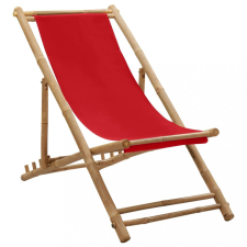 vidaXL piros bambusz és vászon nyugágy kerti bútor