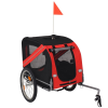 vidaXL piros és fekete kutyaszállító kerékpár-utánfutó