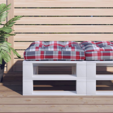 vidaXL piros kockás szövet raklappárna 58 x 58 x 10 cm lakástextília