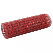 vidaXL Piros PVC-bevonatú acél csirkeháló drótkerítés 10 x 0,5 m kerti bútor