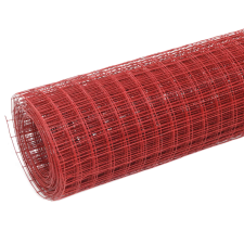 vidaXL piros PVC-bevonatú acél csirkeháló drótkerítés 10 x 1,5 m (143673) építőanyag