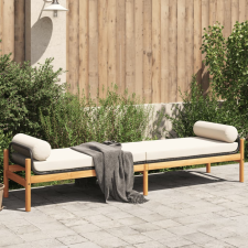 vidaXL polyrattan akácfa kerti pad fekete párnával kerti bútor