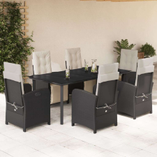vidaXL Polyrattan Kerti Étkezőgarnitúra - 7 részes - Fekete kerti bútor