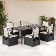 vidaXL Polyrattan Kerti Étkezőgarnitúra - 7 részes - Fekete kerti bútor