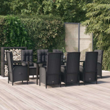 vidaXL Polyrattan Kerti Étkezőgarnitúra - 8 Fős - Fekete kerti bútor